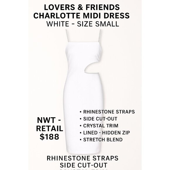 Lovers & Friends Charlotte Midi Dress White NWT Size Small – Retail $188 - Picture 2 of 7